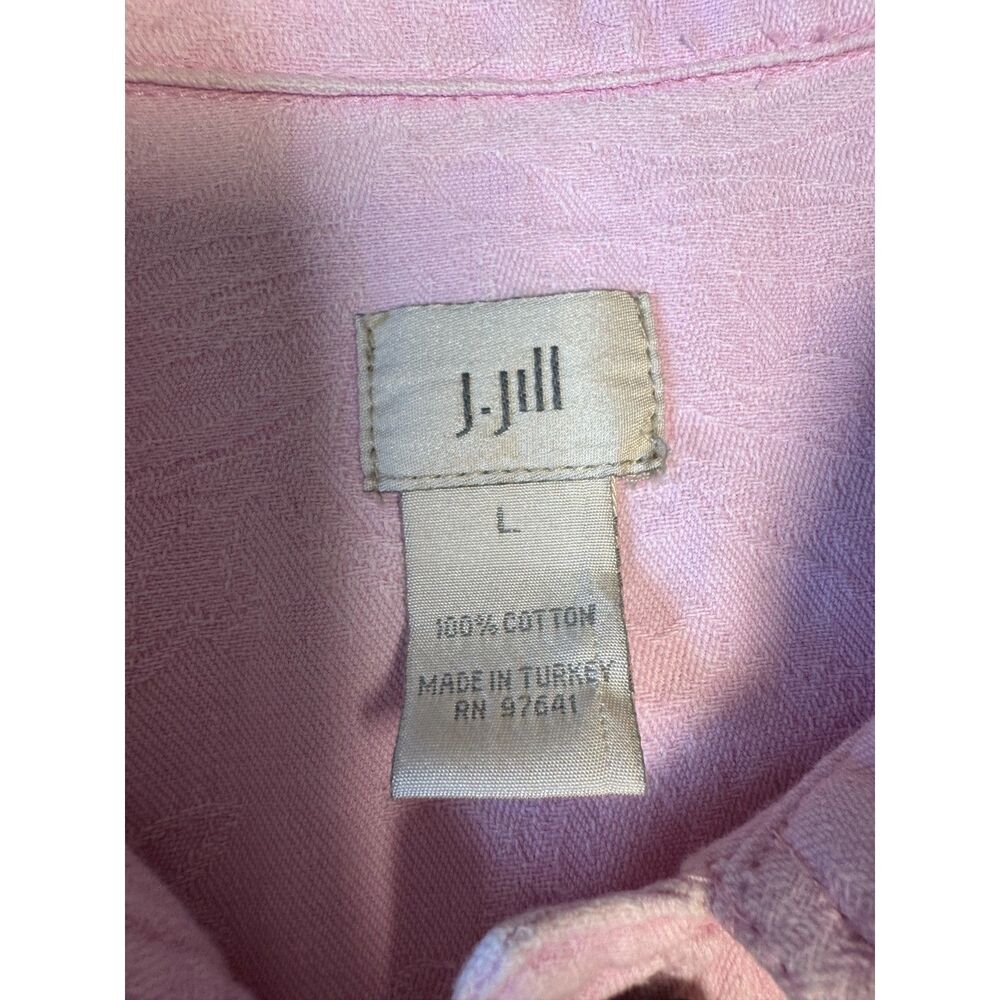 J. Jill Pink Cotton Textured Jacket Size L Button Front Casual Spring Jacket - Picture 8 of 9